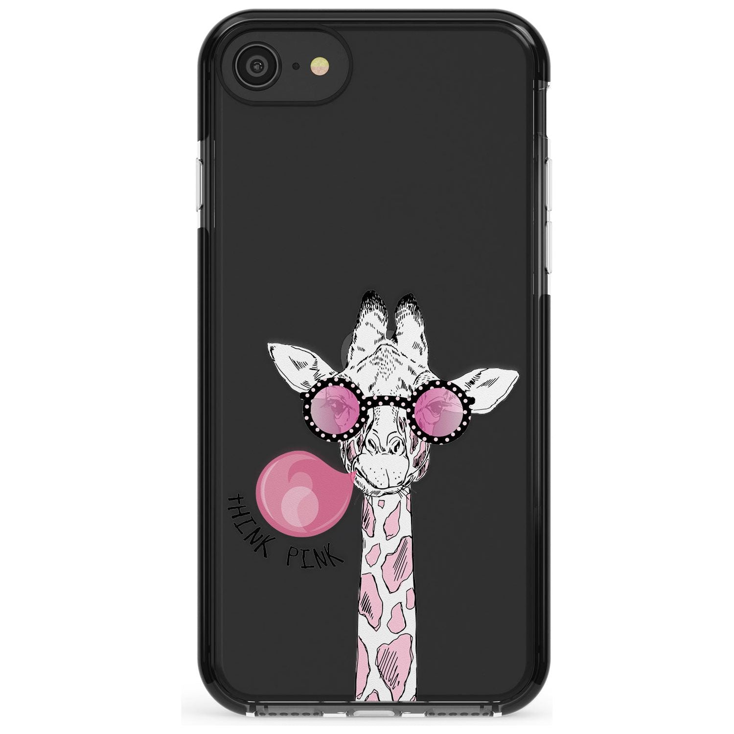 Think Pink Giraffe Black Impact Phone Case for iPhone SE 8 7 Plus