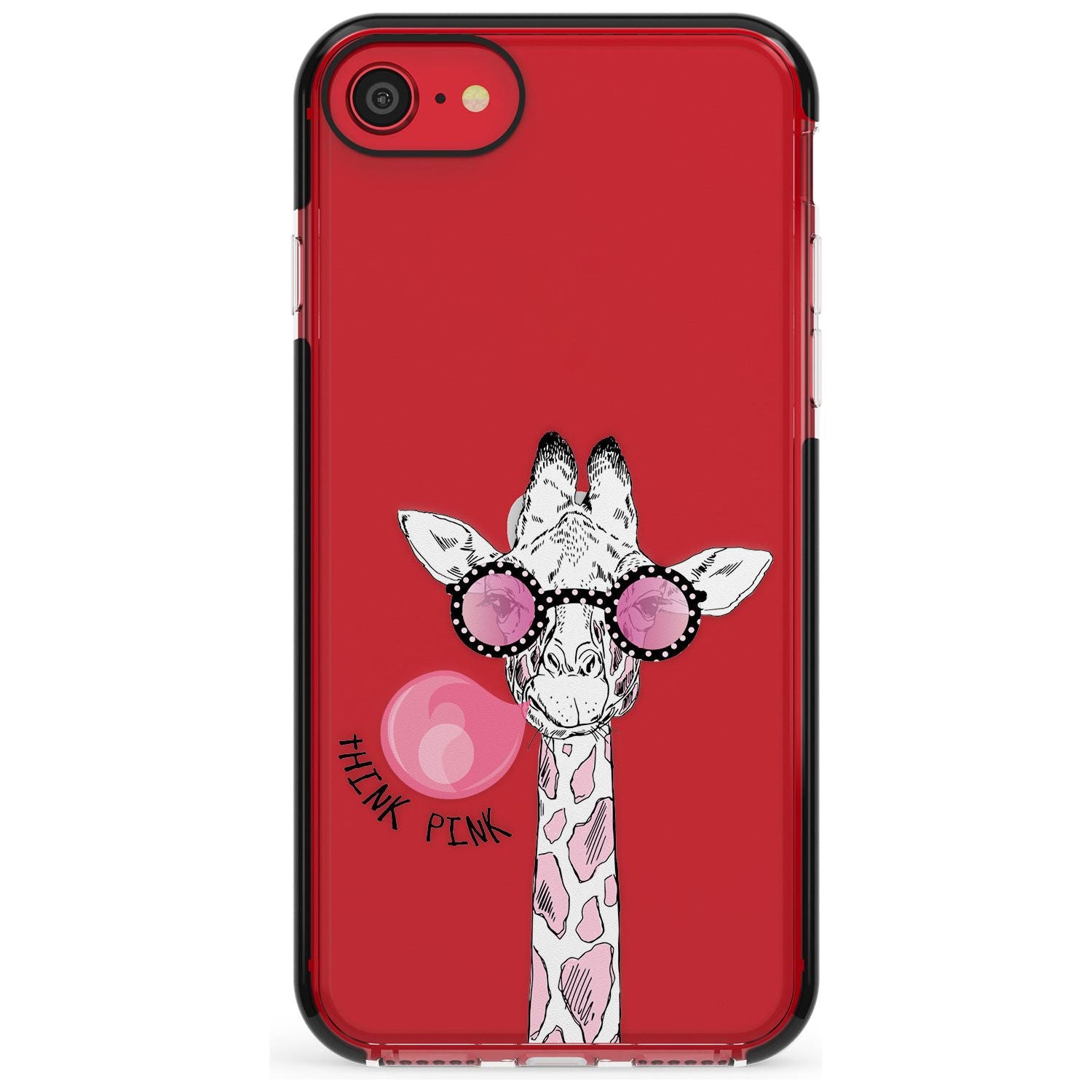 Think Pink Giraffe Black Impact Phone Case for iPhone SE 8 7 Plus