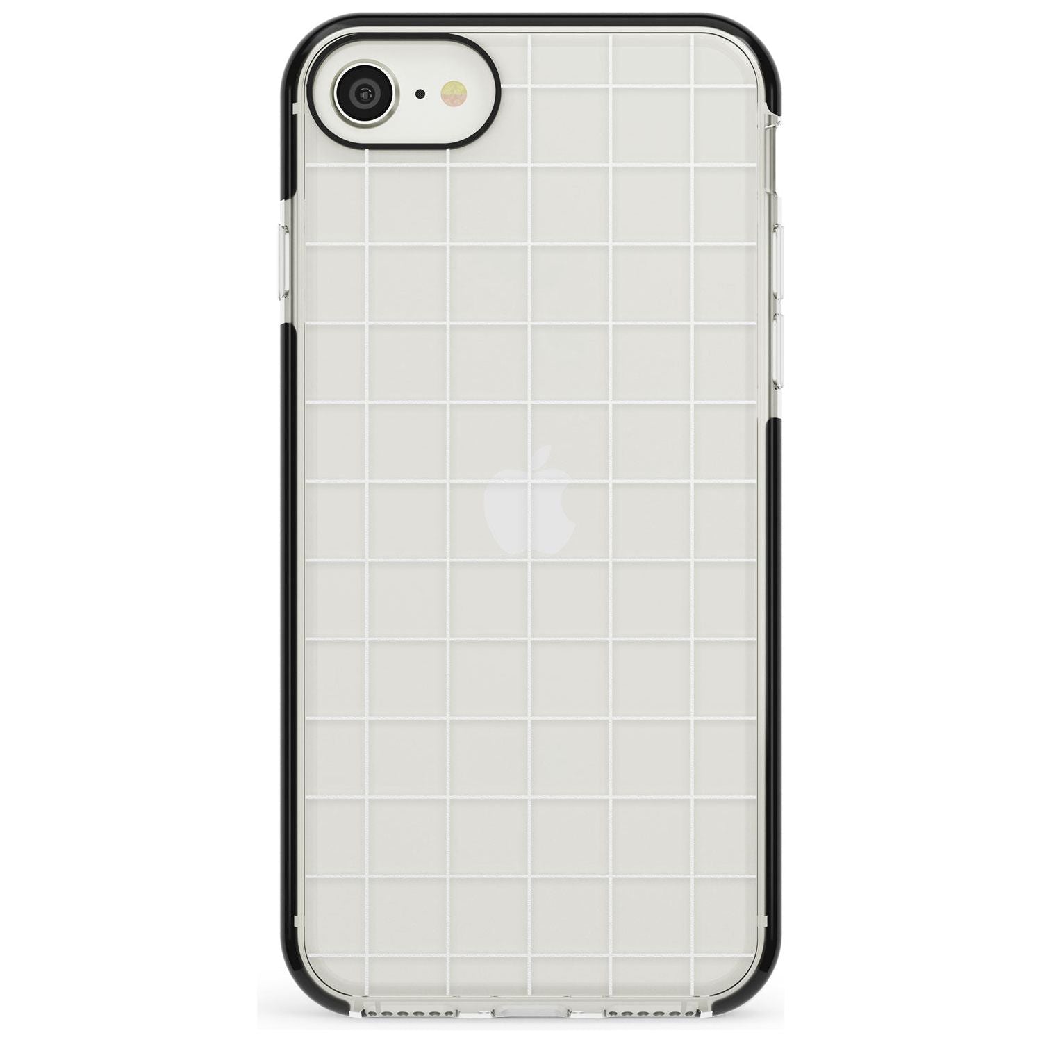 Simplistic Large Grid Pattern White (Transparent) Black Impact Phone Case for iPhone SE 8 7 Plus