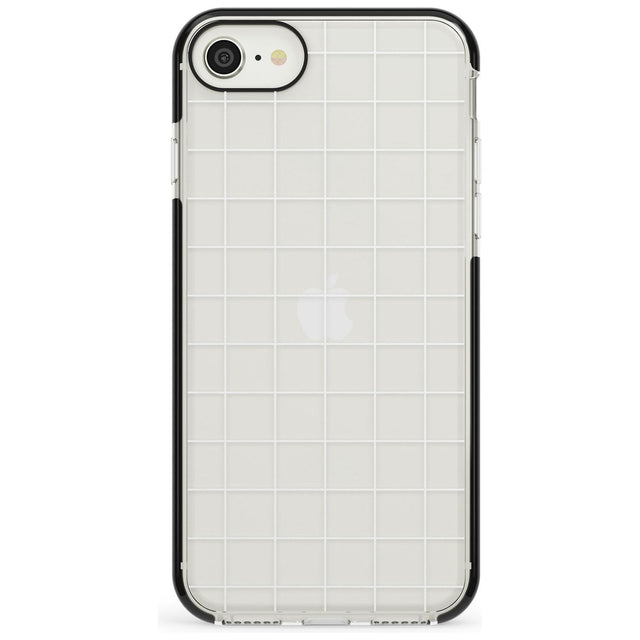 Simplistic Large Grid Pattern White (Transparent) Black Impact Phone Case for iPhone SE 8 7 Plus