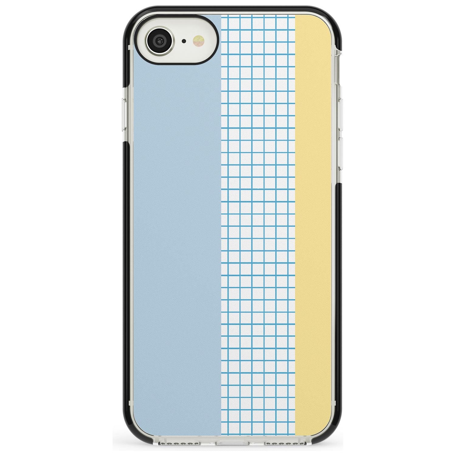 Abstract Grid Blue & Yellow Black Impact Phone Case for iPhone SE 8 7 Plus