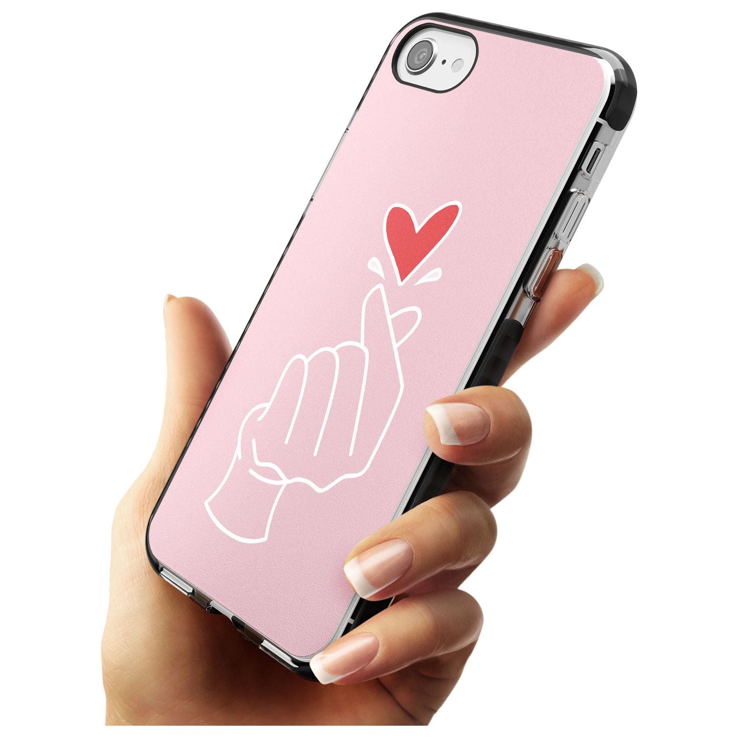 Finger Heart in Pink Pink Fade Impact Phone Case for iPhone SE 8 7 Plus
