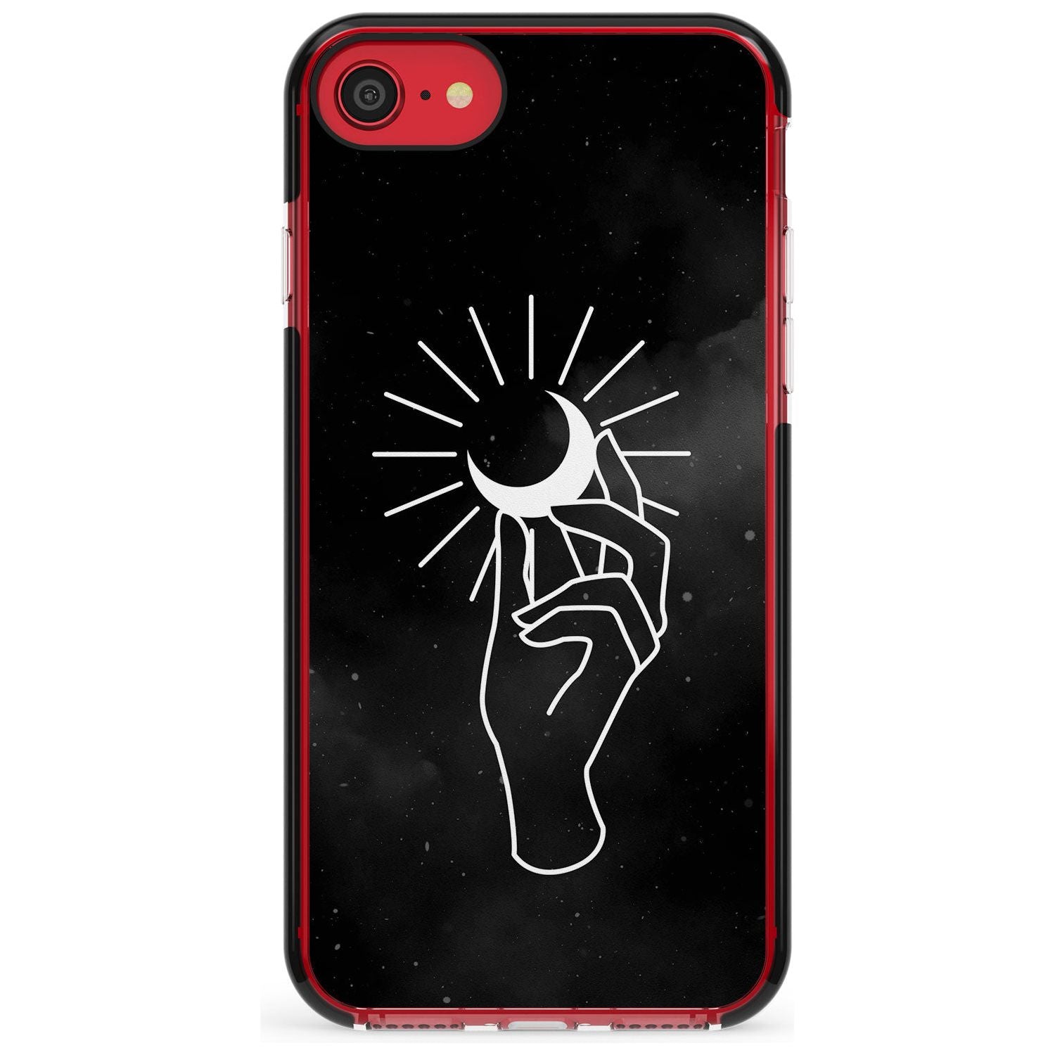 Hand Holding Moon Pink Fade Impact Phone Case for iPhone SE 8 7 Plus