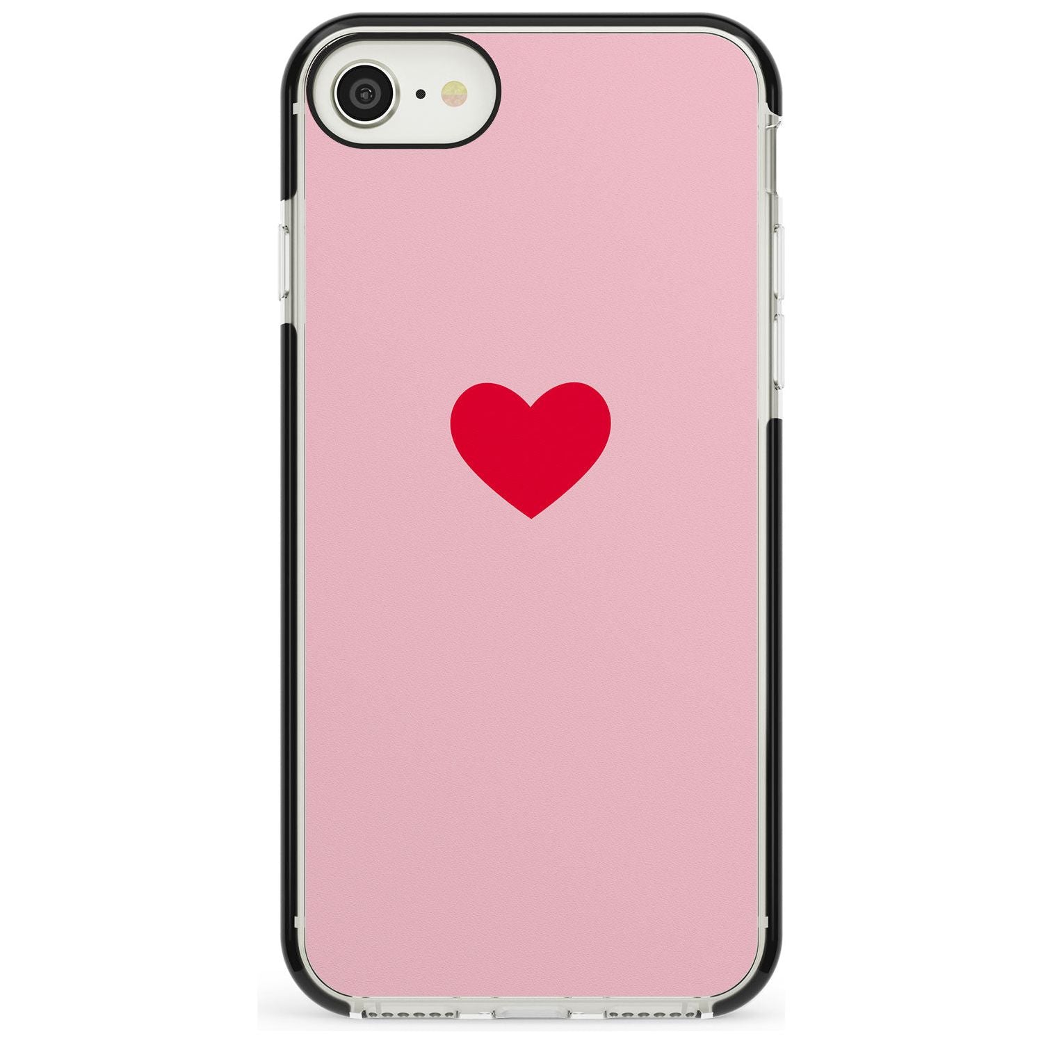 Single Heart Red & Pink Black Impact Phone Case for iPhone SE 8 7 Plus