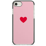 Single Heart Red & Pink Black Impact Phone Case for iPhone SE 8 7 Plus