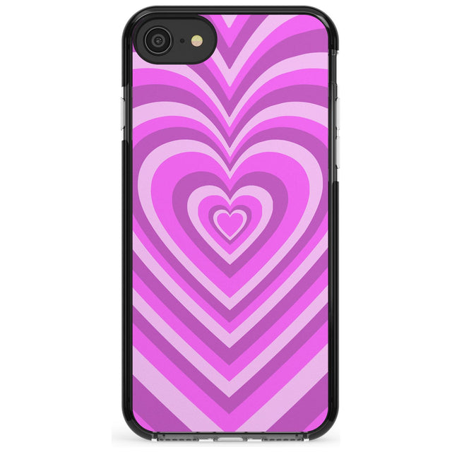 Pink Heart Illusion Black Impact Phone Case for iPhone SE 8 7 Plus