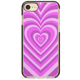 Pink Heart Illusion Black Impact Phone Case for iPhone SE 8 7 Plus