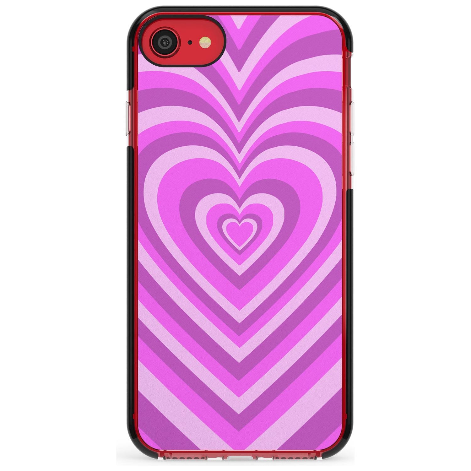 Pink Heart Illusion Black Impact Phone Case for iPhone SE 8 7 Plus