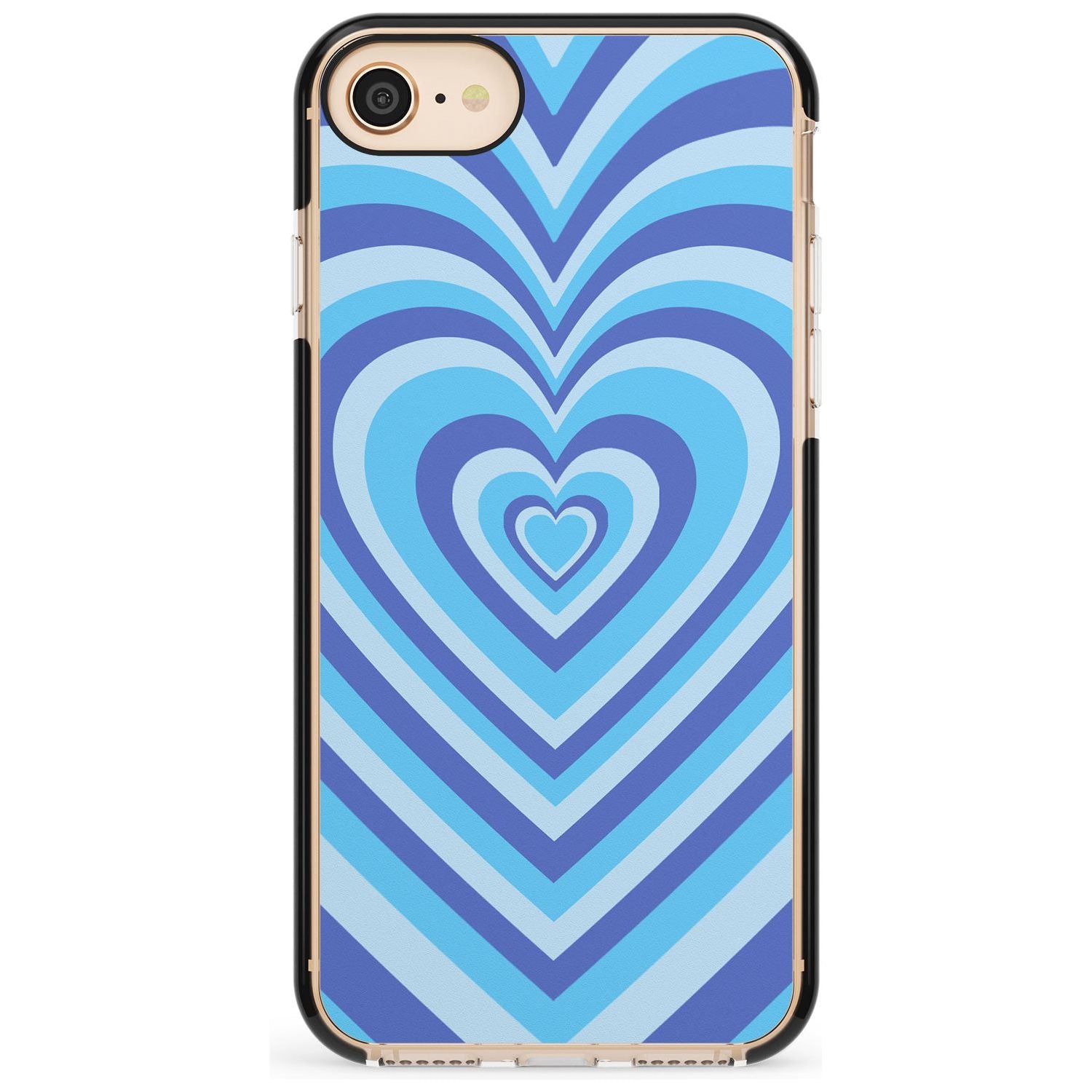 Blue Heart Illusion Black Impact Phone Case for iPhone SE 8 7 Plus