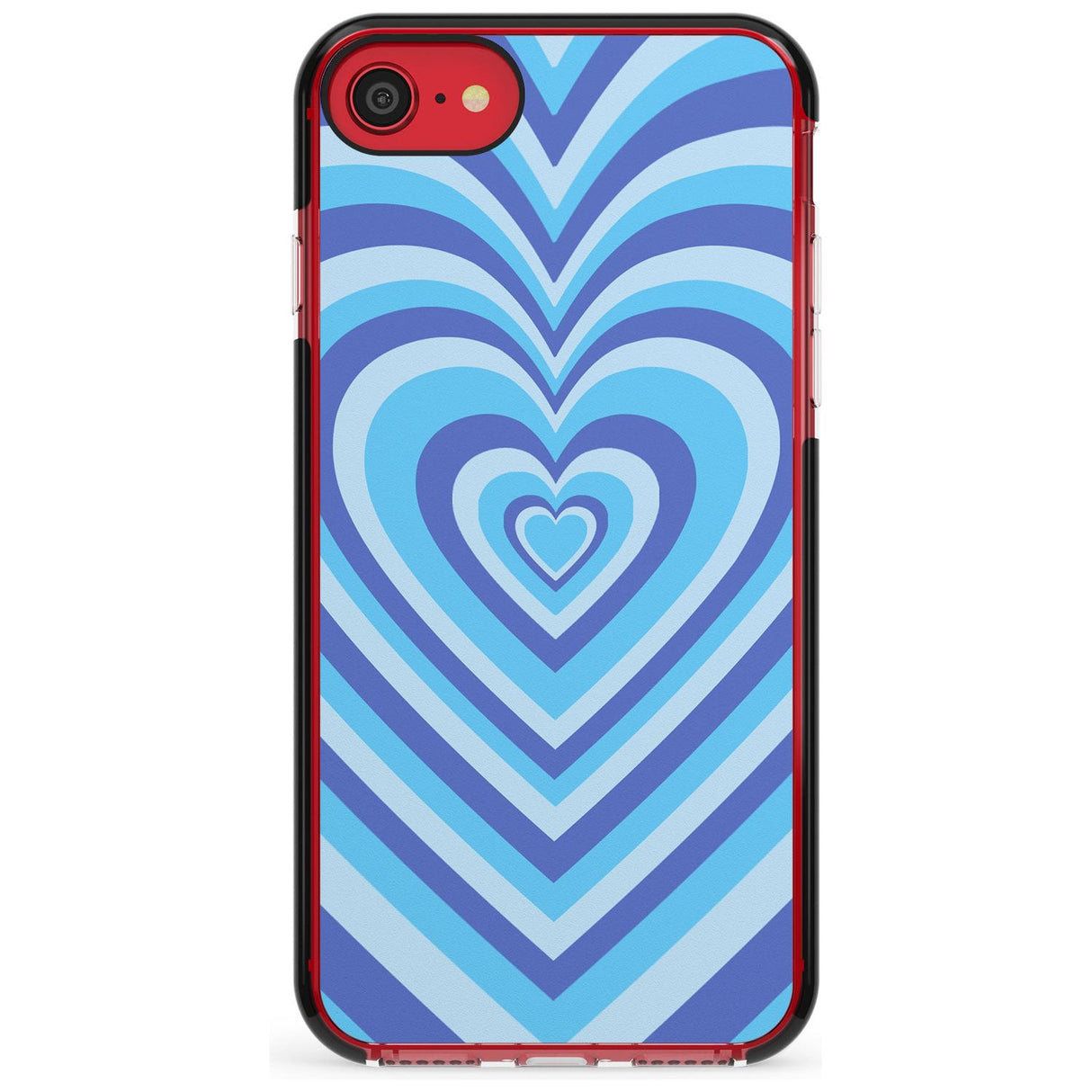 Blue Heart Illusion Black Impact Phone Case for iPhone SE 8 7 Plus