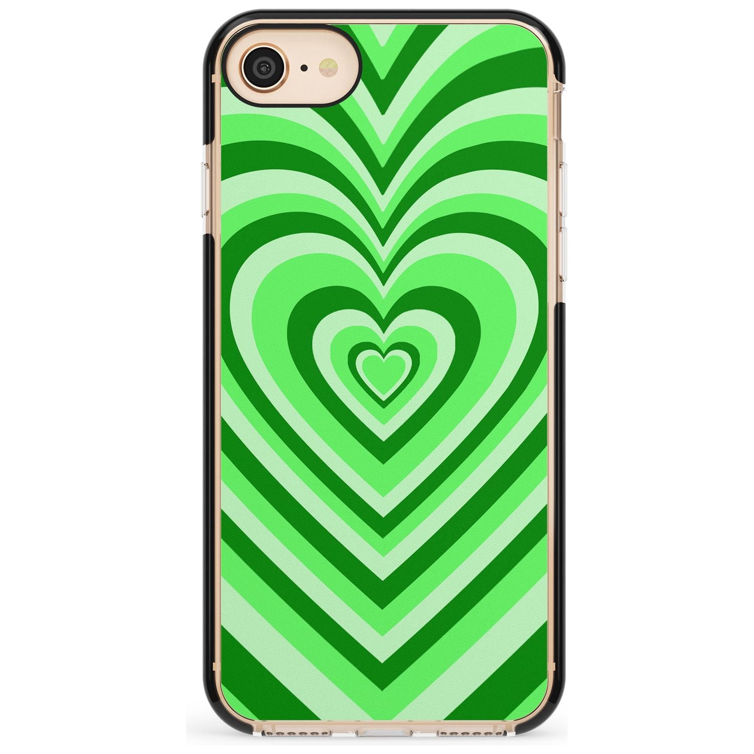 Green Heart Illusion Black Impact Phone Case for iPhone SE 8 7 Plus
