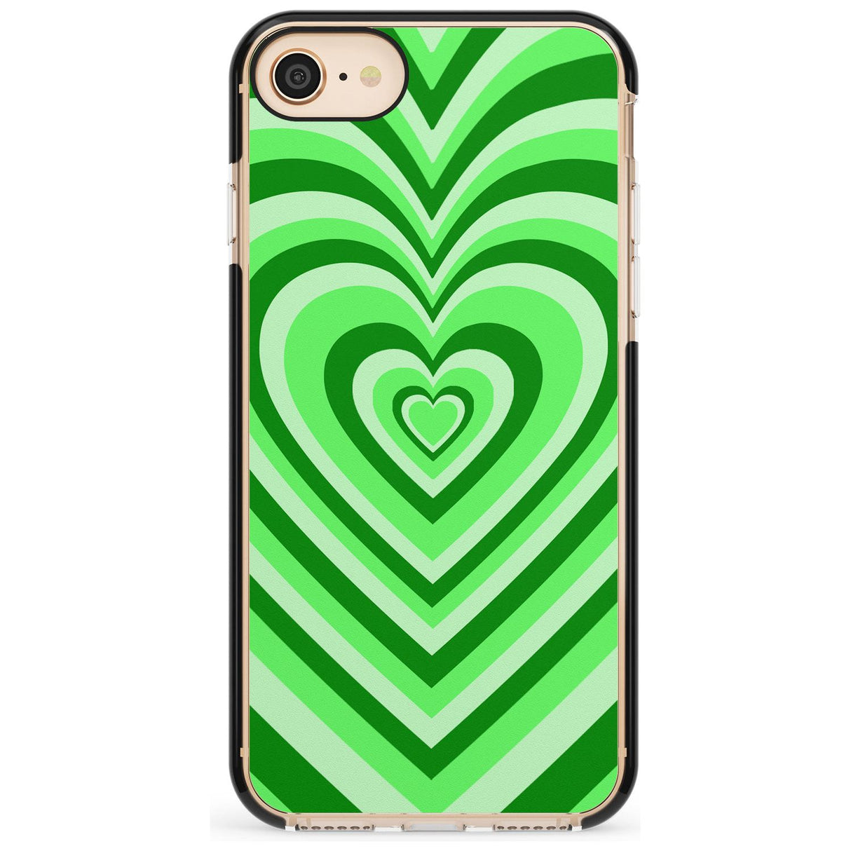 Green Heart Illusion Black Impact Phone Case for iPhone SE 8 7 Plus