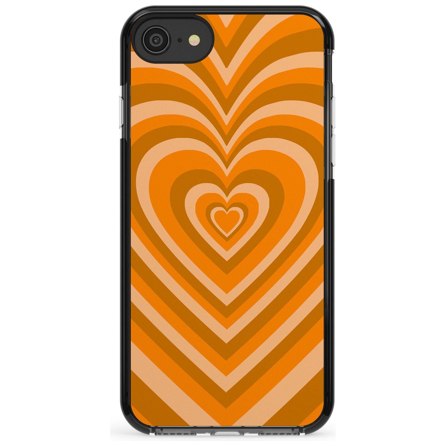 Orange Heart Illusion Black Impact Phone Case for iPhone SE 8 7 Plus