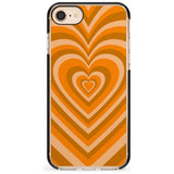 Orange Heart Illusion Black Impact Phone Case for iPhone SE 8 7 Plus