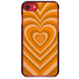 Orange Heart Illusion Black Impact Phone Case for iPhone SE 8 7 Plus