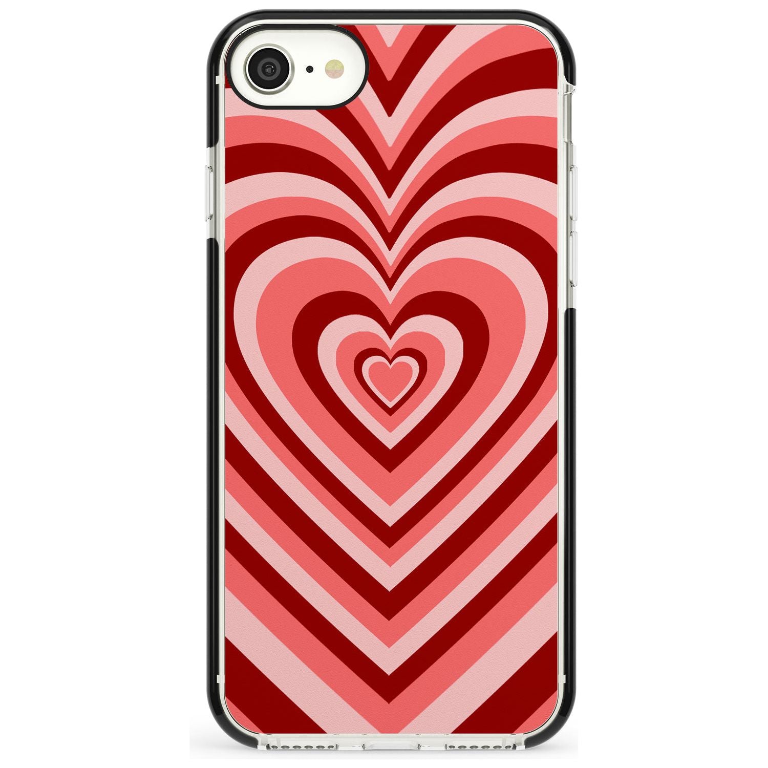 Red Heart Illusion Black Impact Phone Case for iPhone SE 8 7 Plus