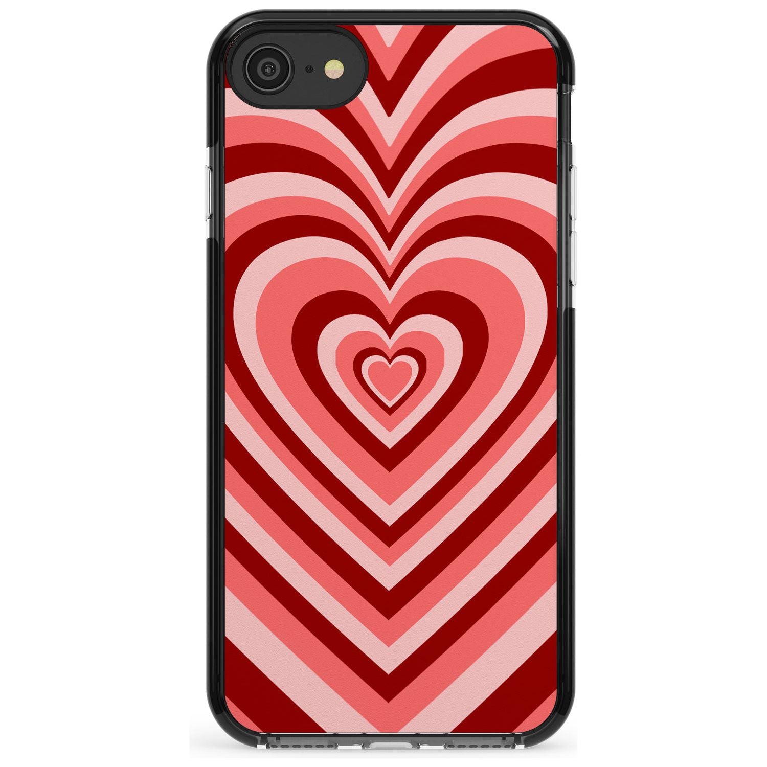 Red Heart Illusion Black Impact Phone Case for iPhone SE 8 7 Plus