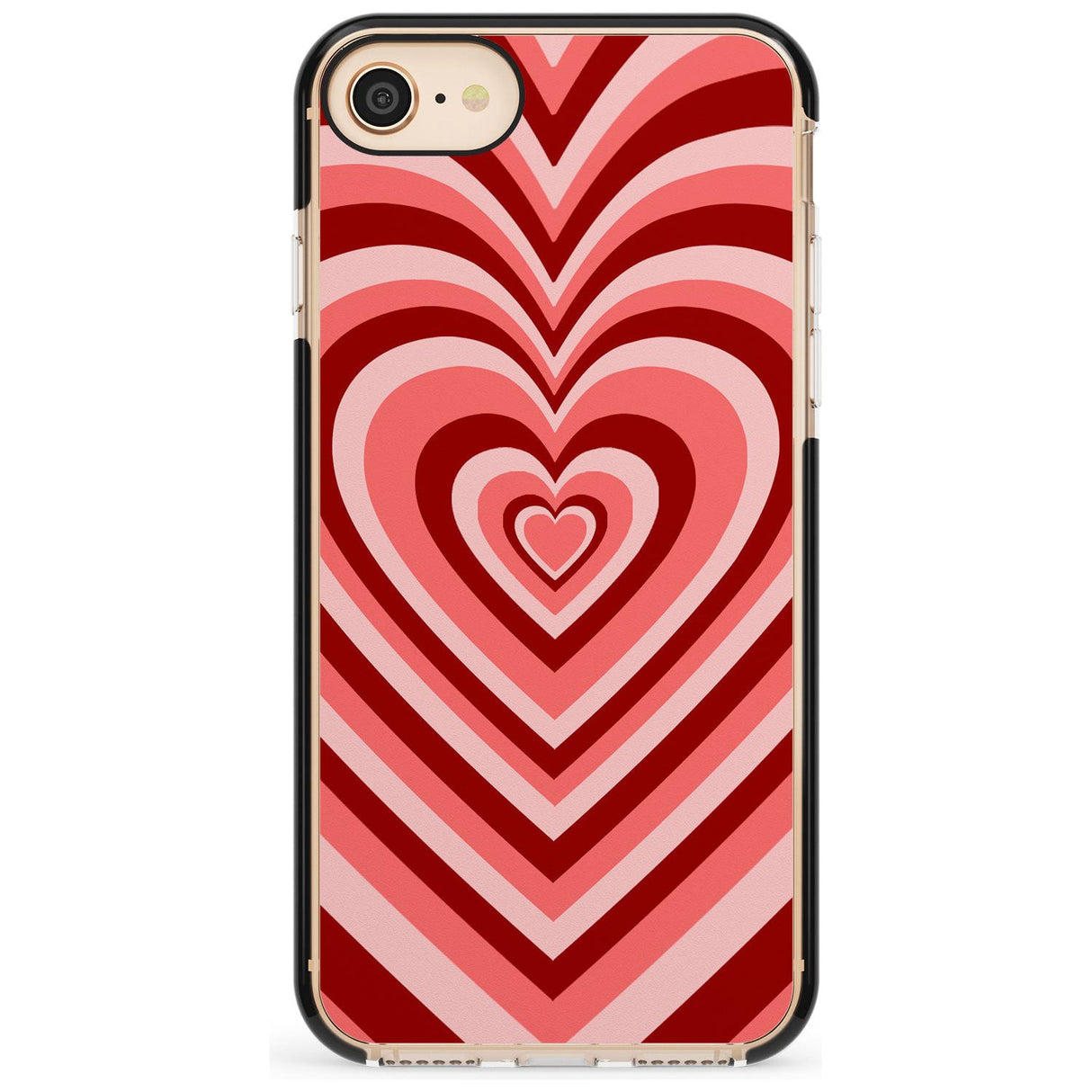 Red Heart Illusion Black Impact Phone Case for iPhone SE 8 7 Plus