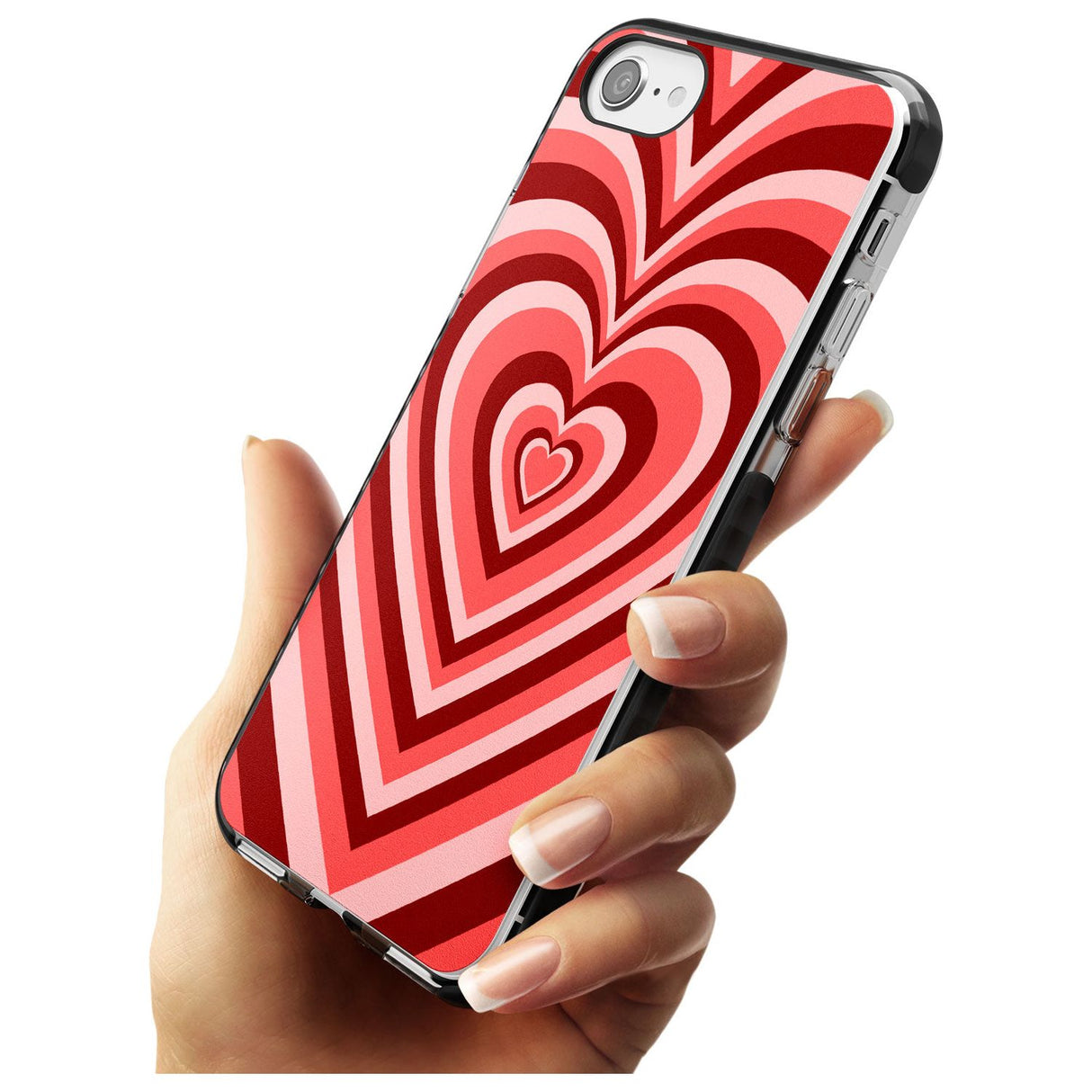 Red Heart Illusion Black Impact Phone Case for iPhone SE 8 7 Plus