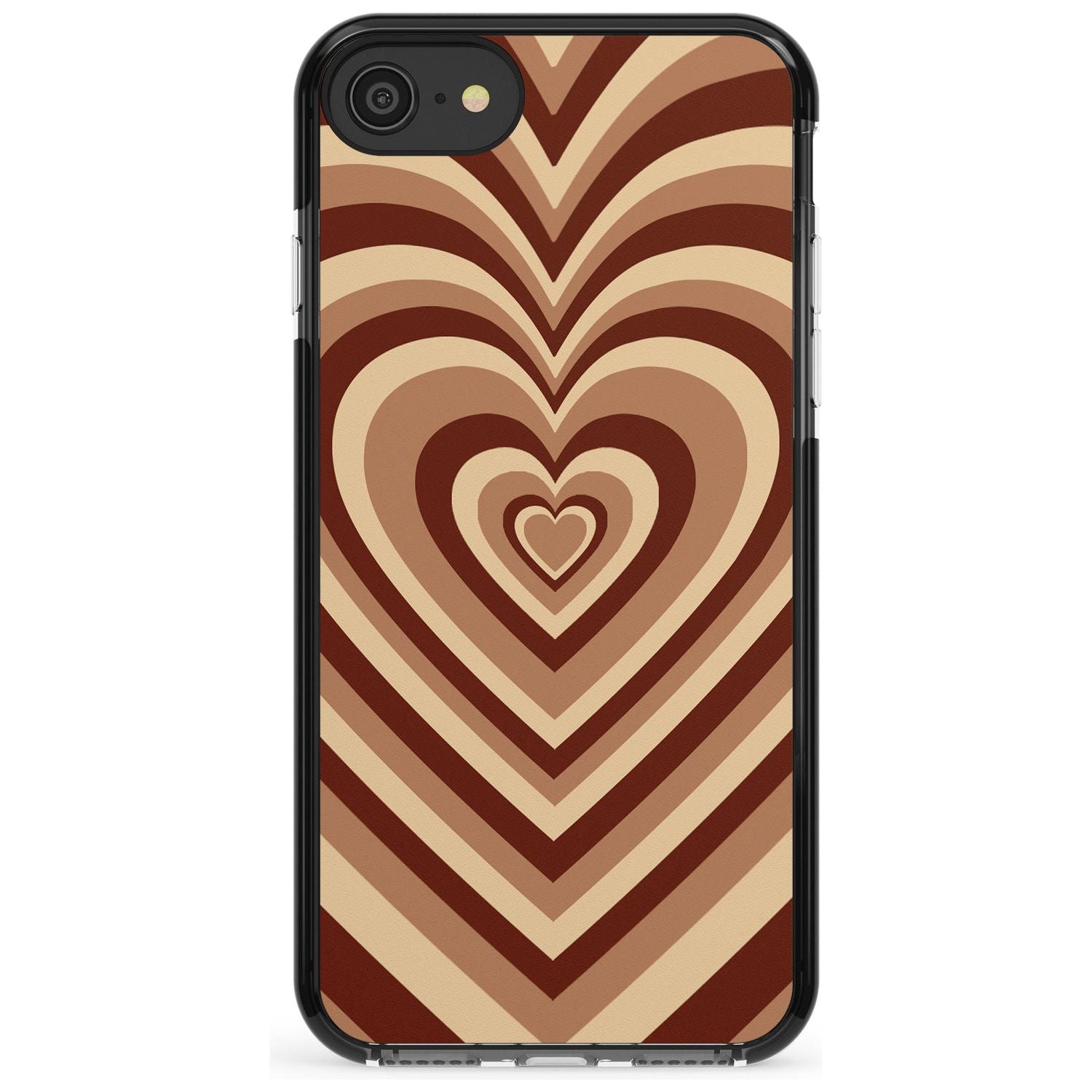 Latte Heart Illusion Black Impact Phone Case for iPhone SE 8 7 Plus