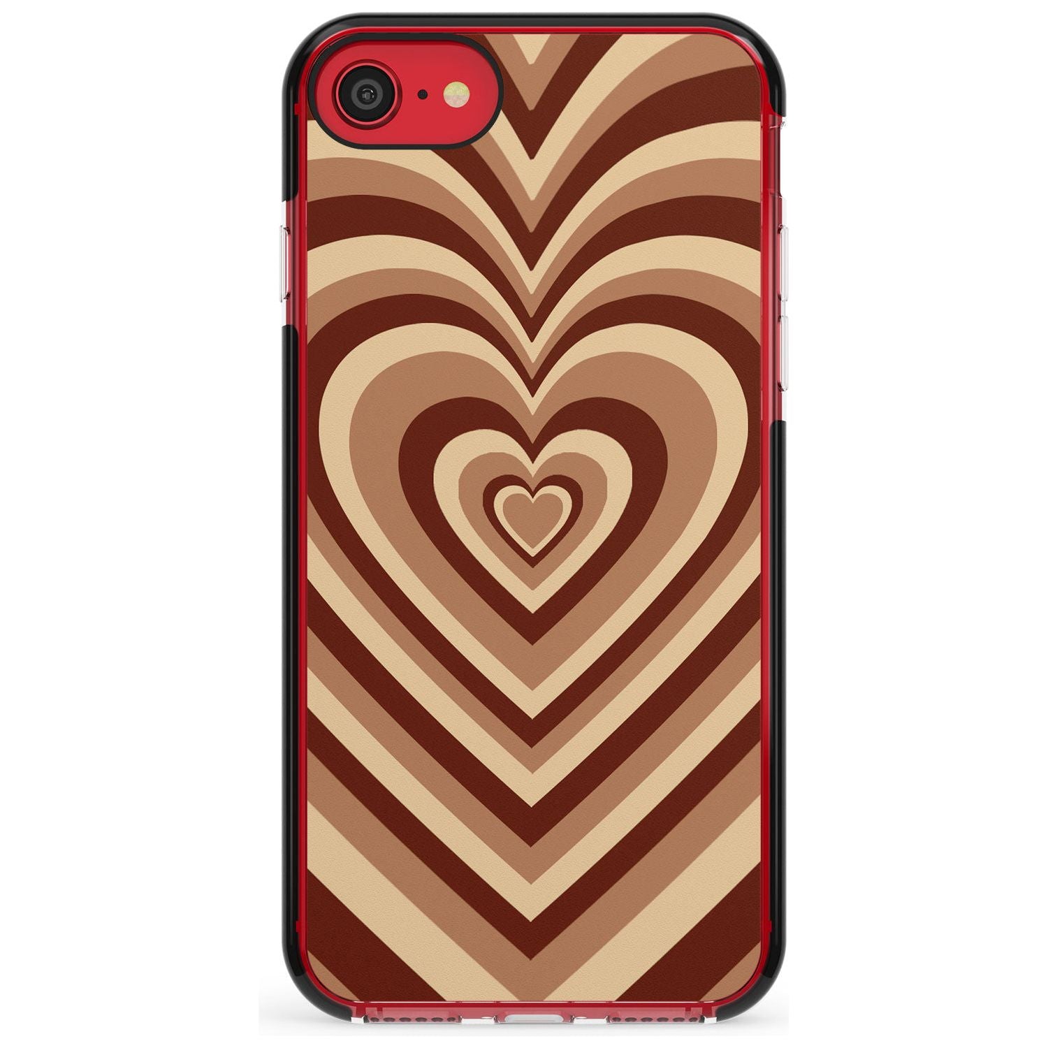Latte Heart Illusion Black Impact Phone Case for iPhone SE 8 7 Plus