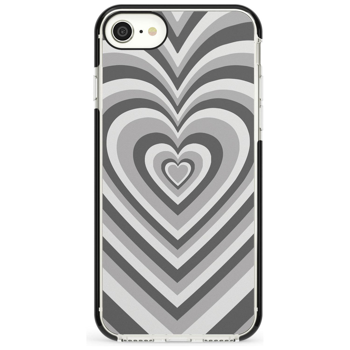 Monochrome Heart Illusion Black Impact Phone Case for iPhone SE 8 7 Plus