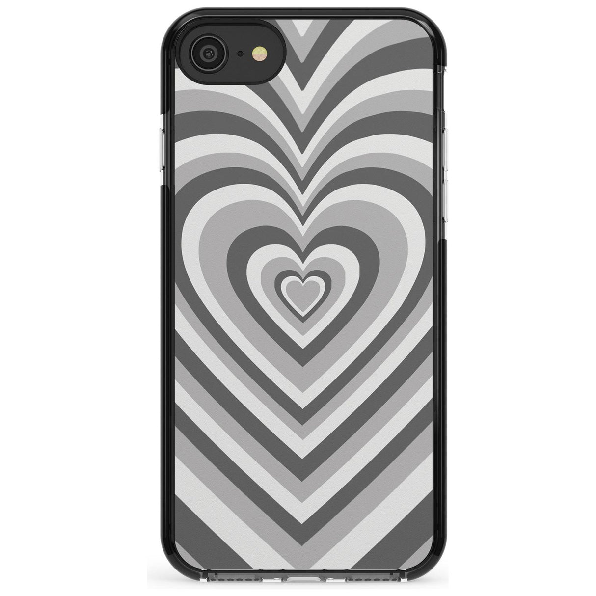 Monochrome Heart Illusion Black Impact Phone Case for iPhone SE 8 7 Plus