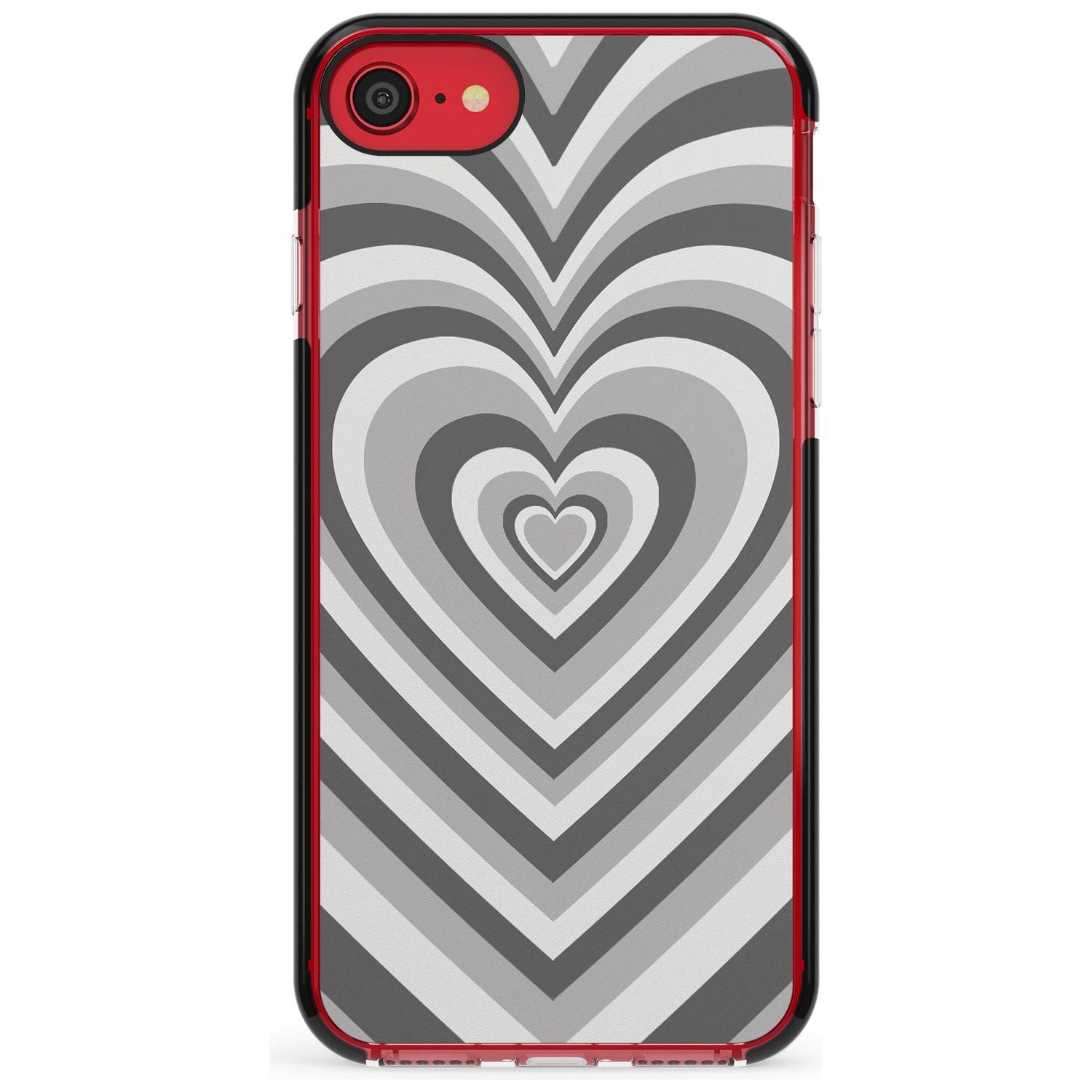 Monochrome Heart Illusion Black Impact Phone Case for iPhone SE 8 7 Plus