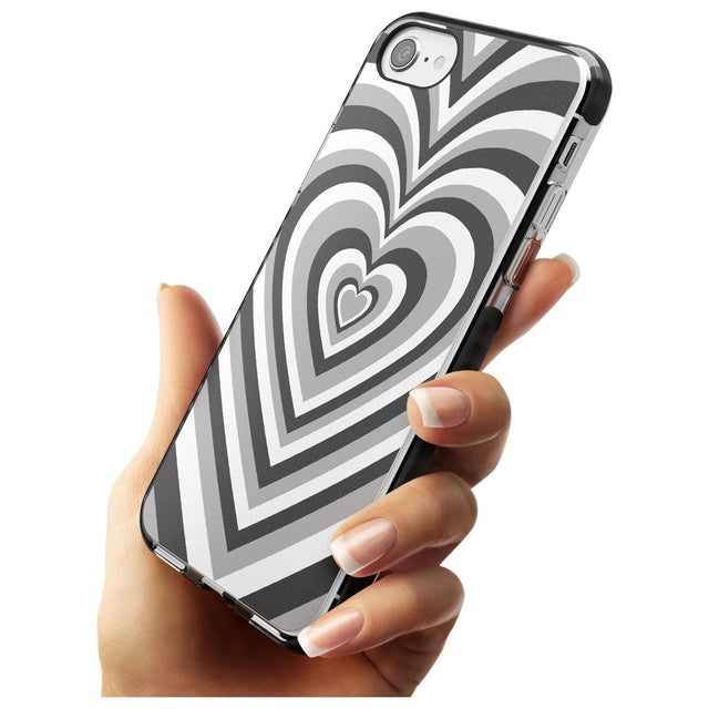 Monochrome Heart Illusion Black Impact Phone Case for iPhone SE 8 7 Plus
