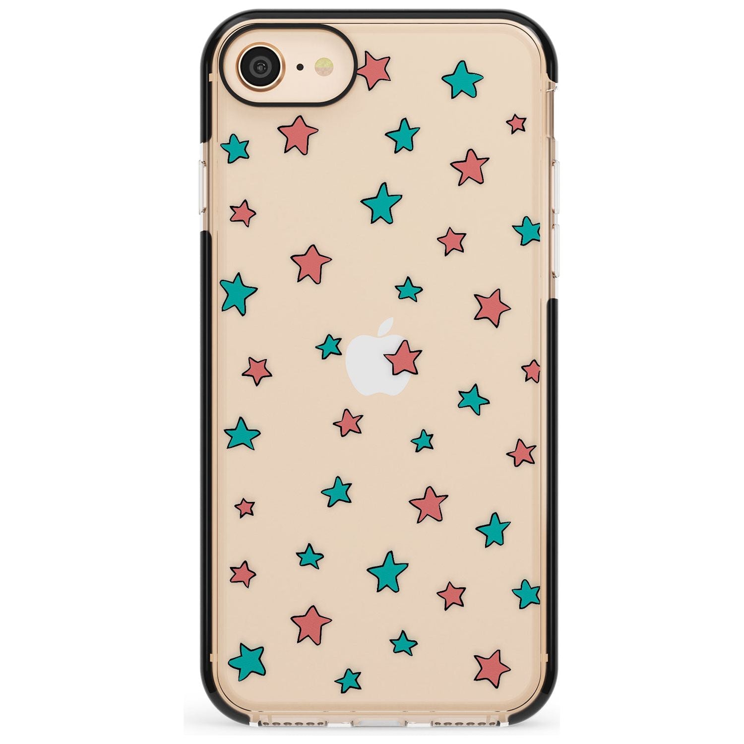 Heartstopper Stars Pattern Black Impact Phone Case for iPhone SE 8 7 Plus