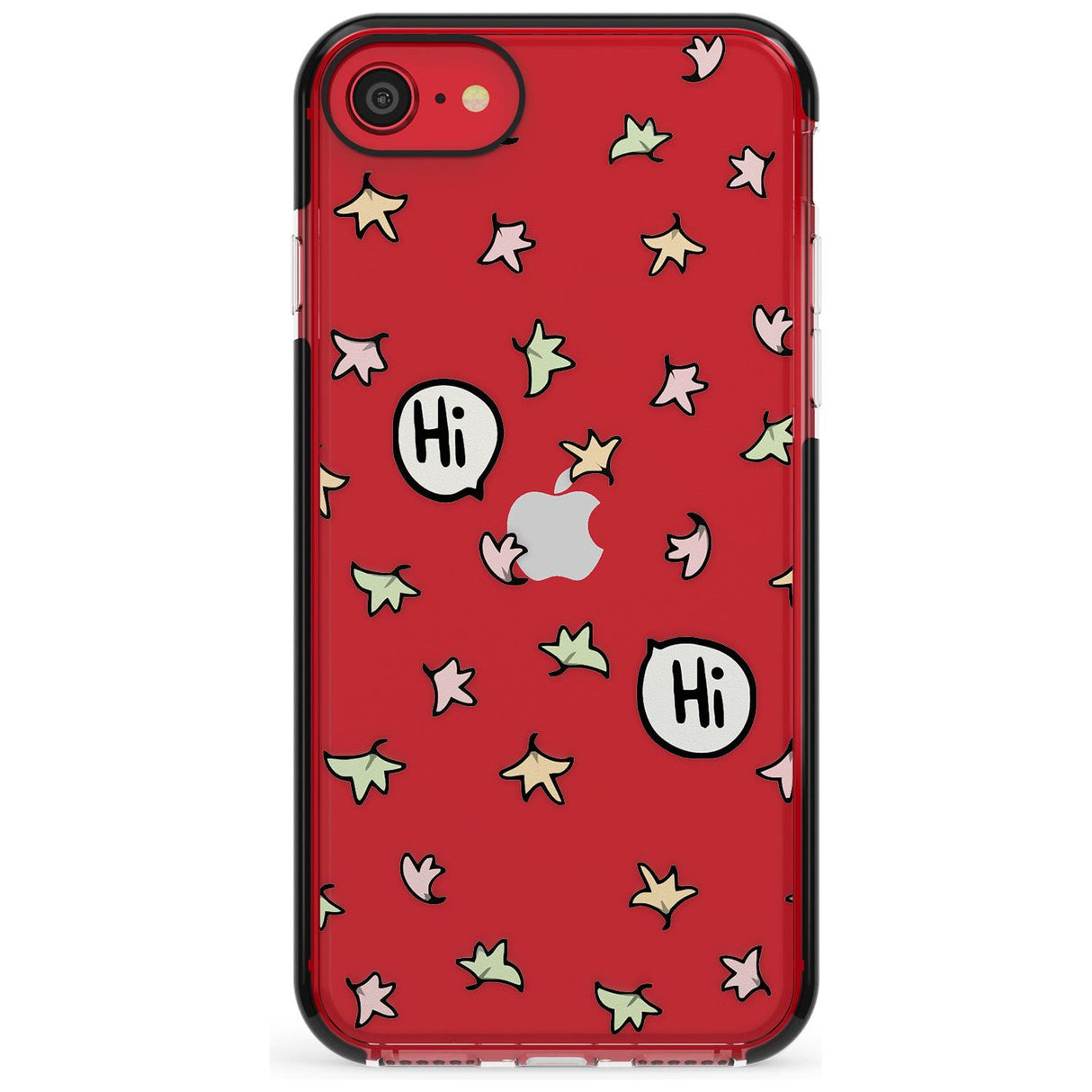 Heartstopper Leaves Pattern Black Impact Phone Case for iPhone SE 8 7 Plus