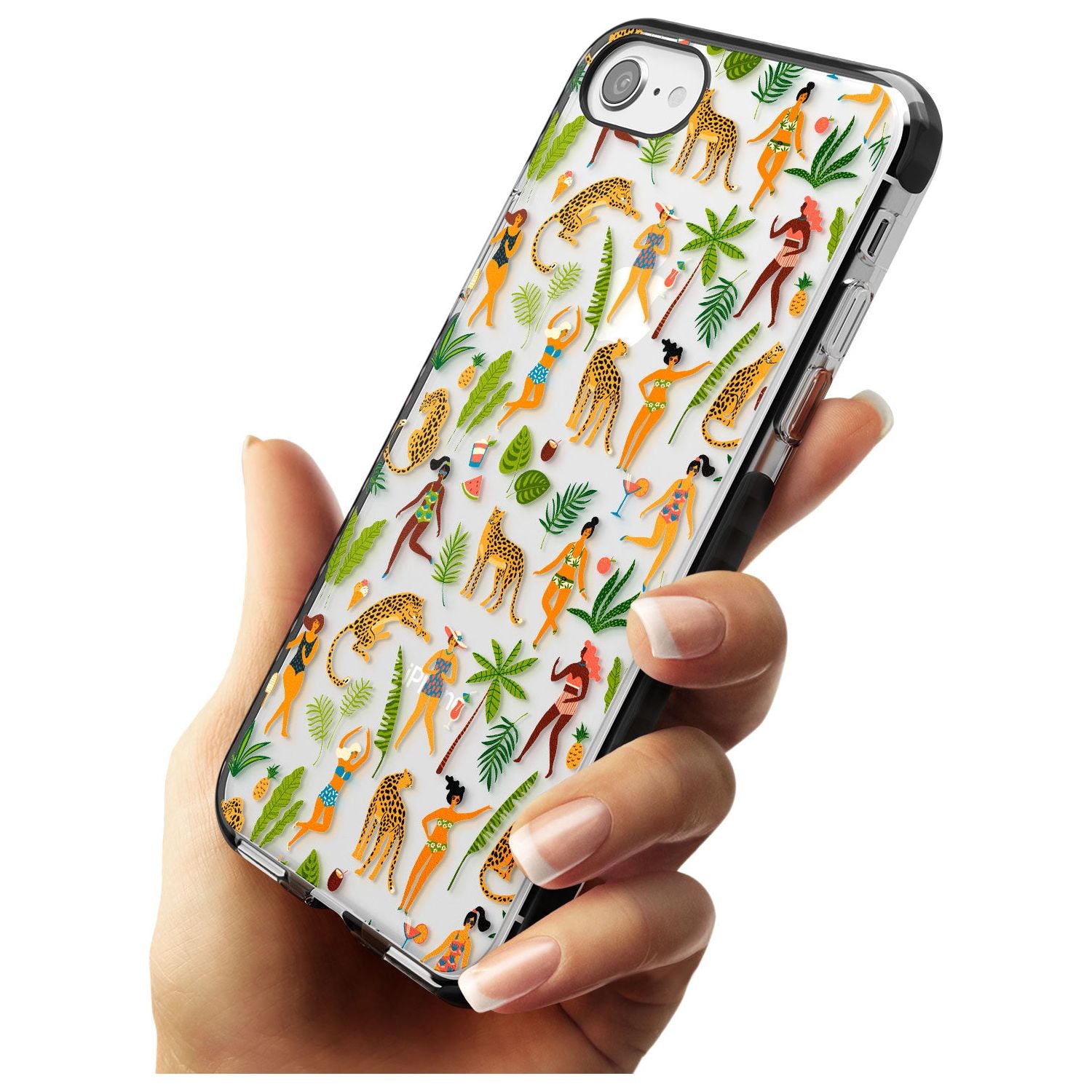 Tropical Summer Black Impact Phone Case for iPhone SE 8 7 Plus