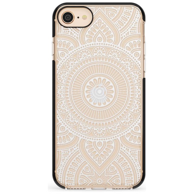 White Henna Flower Wheel Black Impact Phone Case for iPhone SE 8 7 Plus