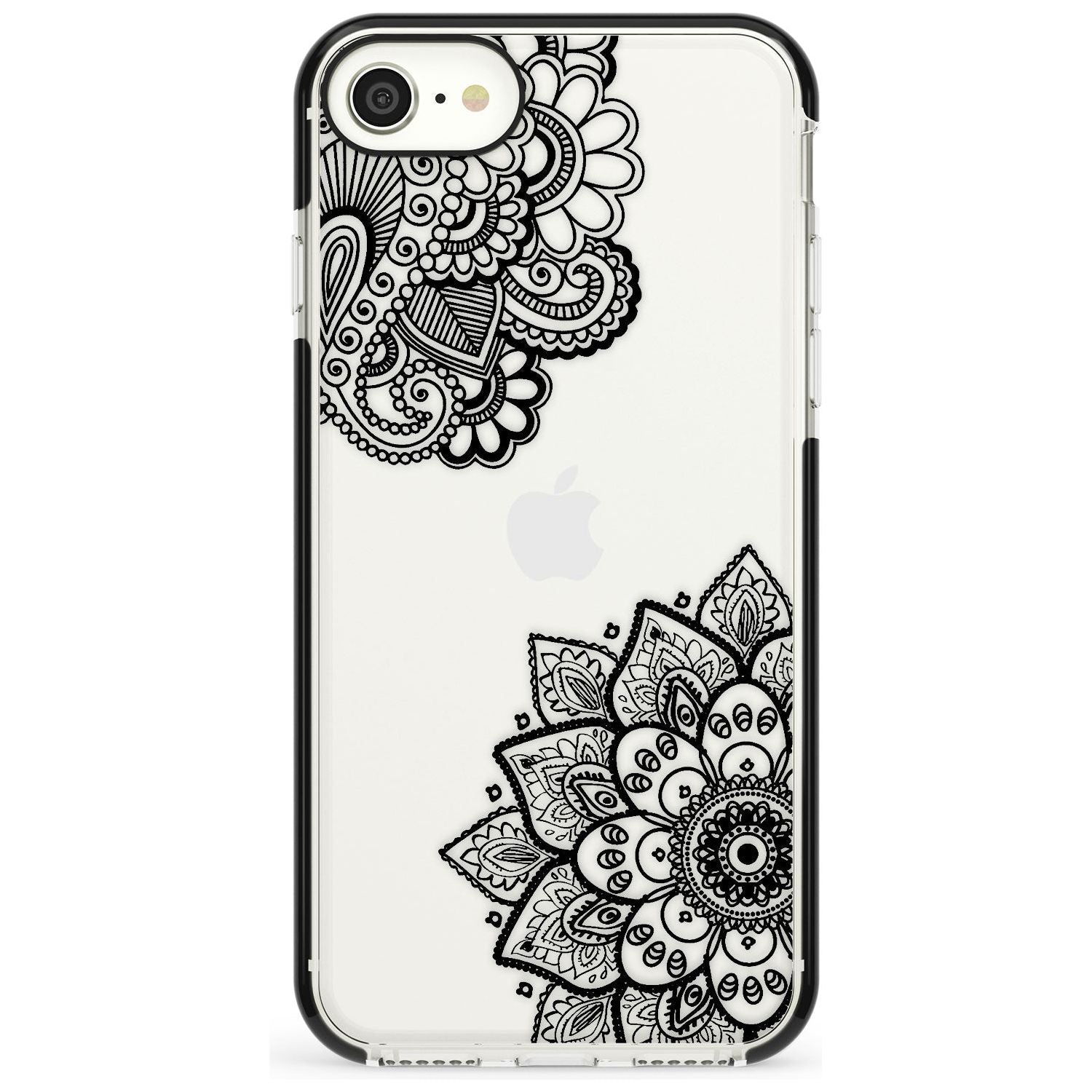 Black Henna Florals Black Impact Phone Case for iPhone SE 8 7 Plus