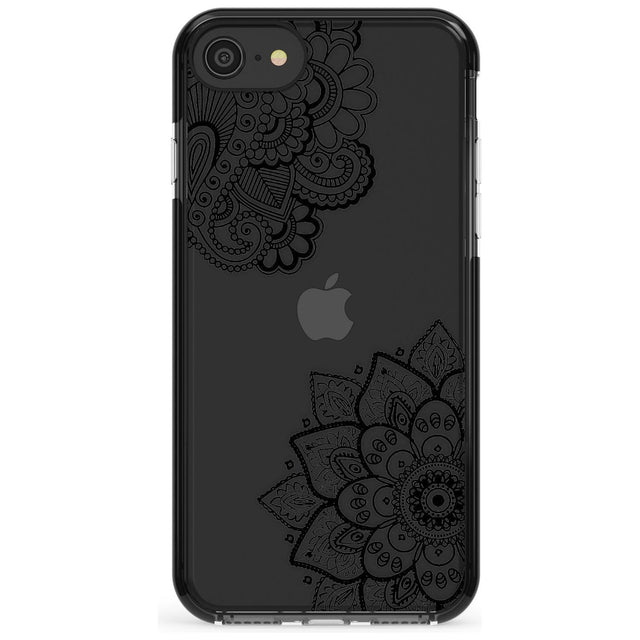 Black Henna Florals Black Impact Phone Case for iPhone SE 8 7 Plus