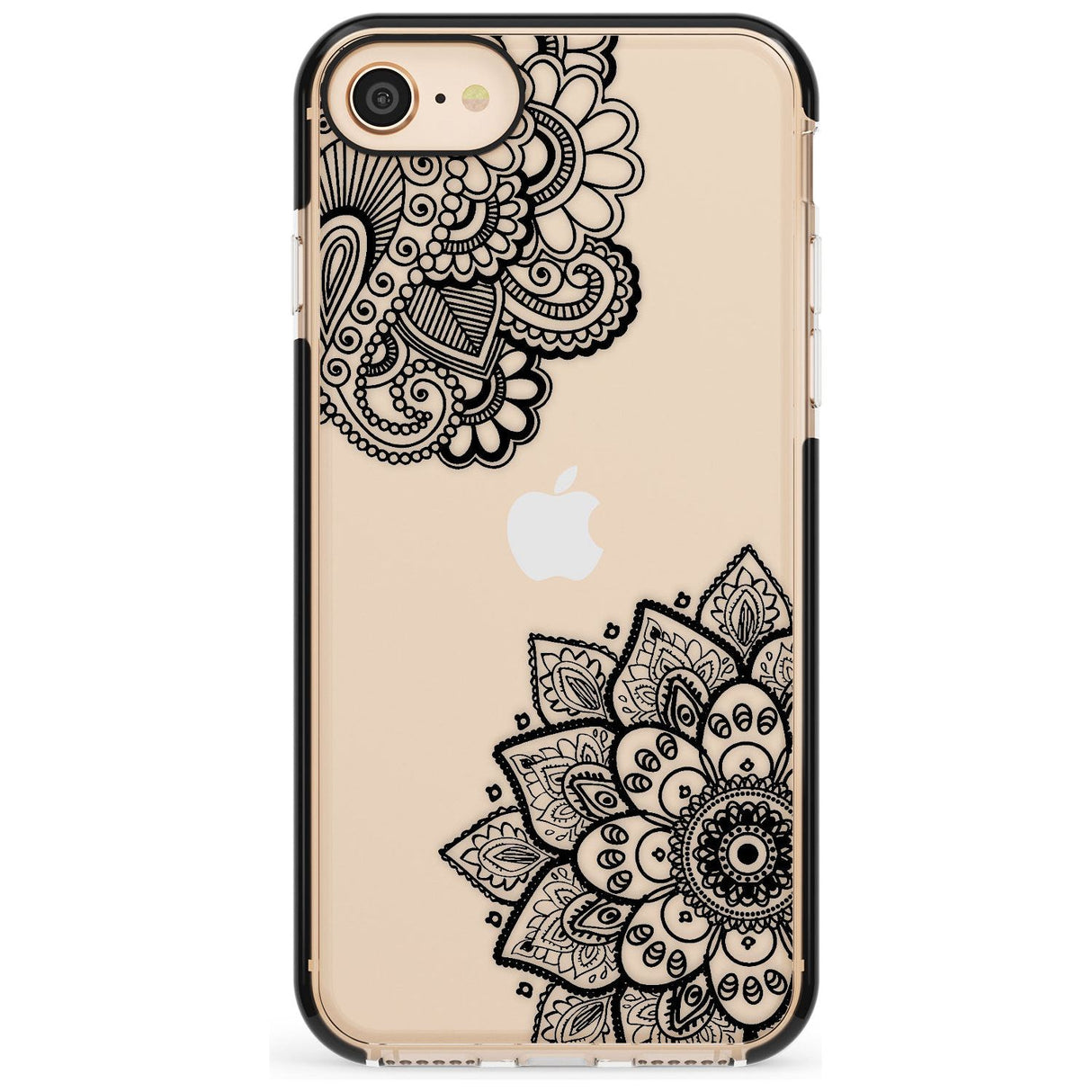 Black Henna Florals Black Impact Phone Case for iPhone SE 8 7 Plus