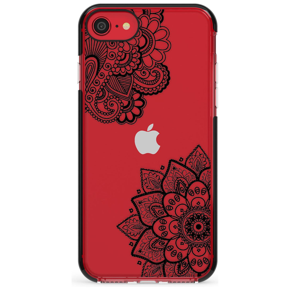 Black Henna Florals Black Impact Phone Case for iPhone SE 8 7 Plus