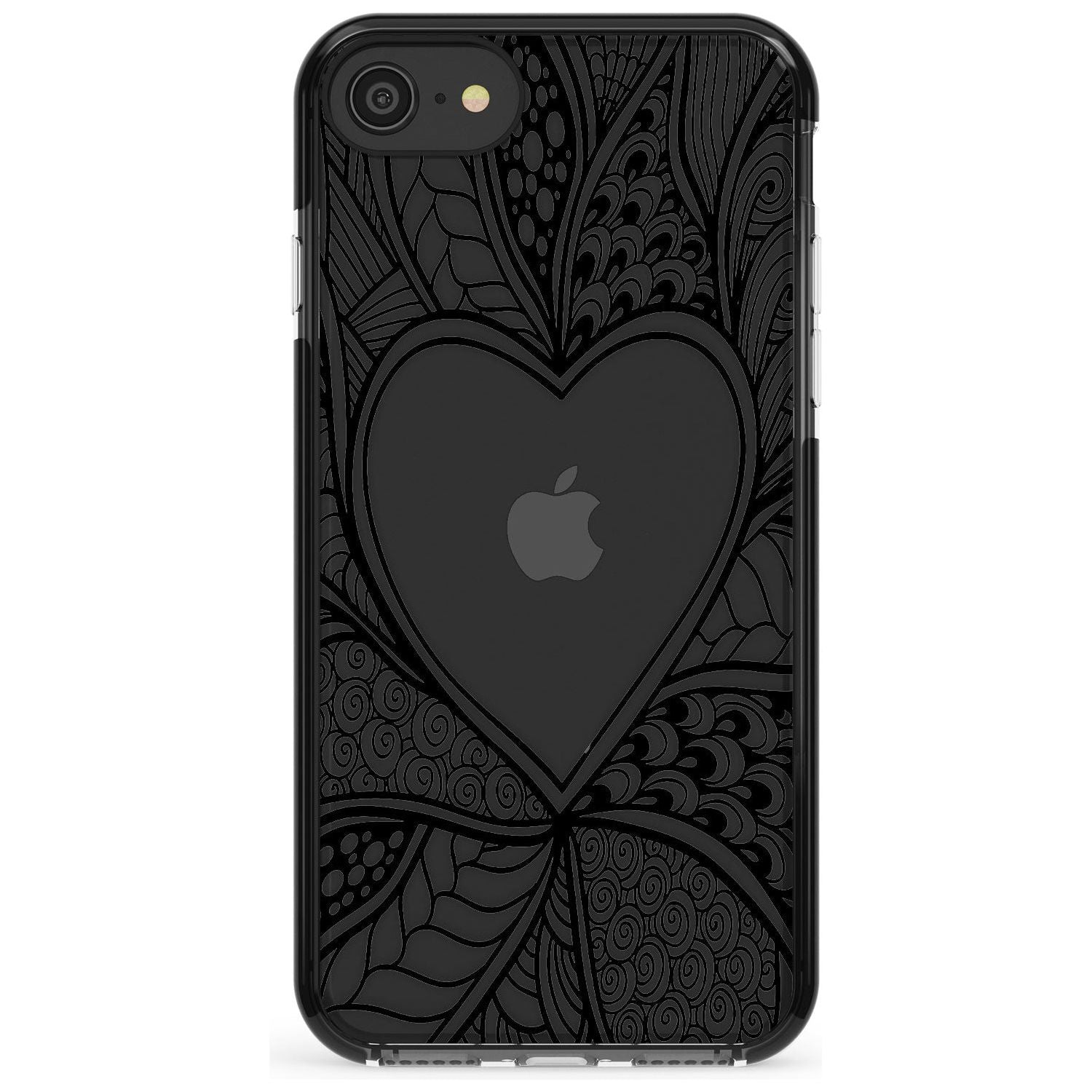 Black Henna Heart Black Impact Phone Case for iPhone SE 8 7 Plus