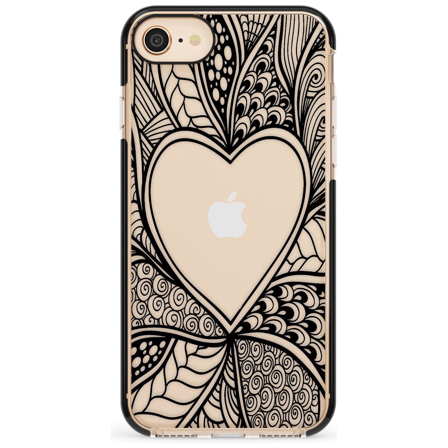 Black Henna Heart Black Impact Phone Case for iPhone SE 8 7 Plus