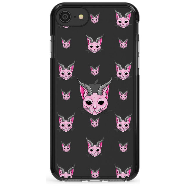 Demon Cat Pattern Black Impact Phone Case for iPhone SE 8 7 Plus