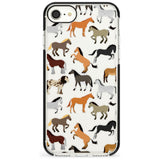 Horse Pattern Black Impact Phone Case for iPhone SE 8 7 Plus