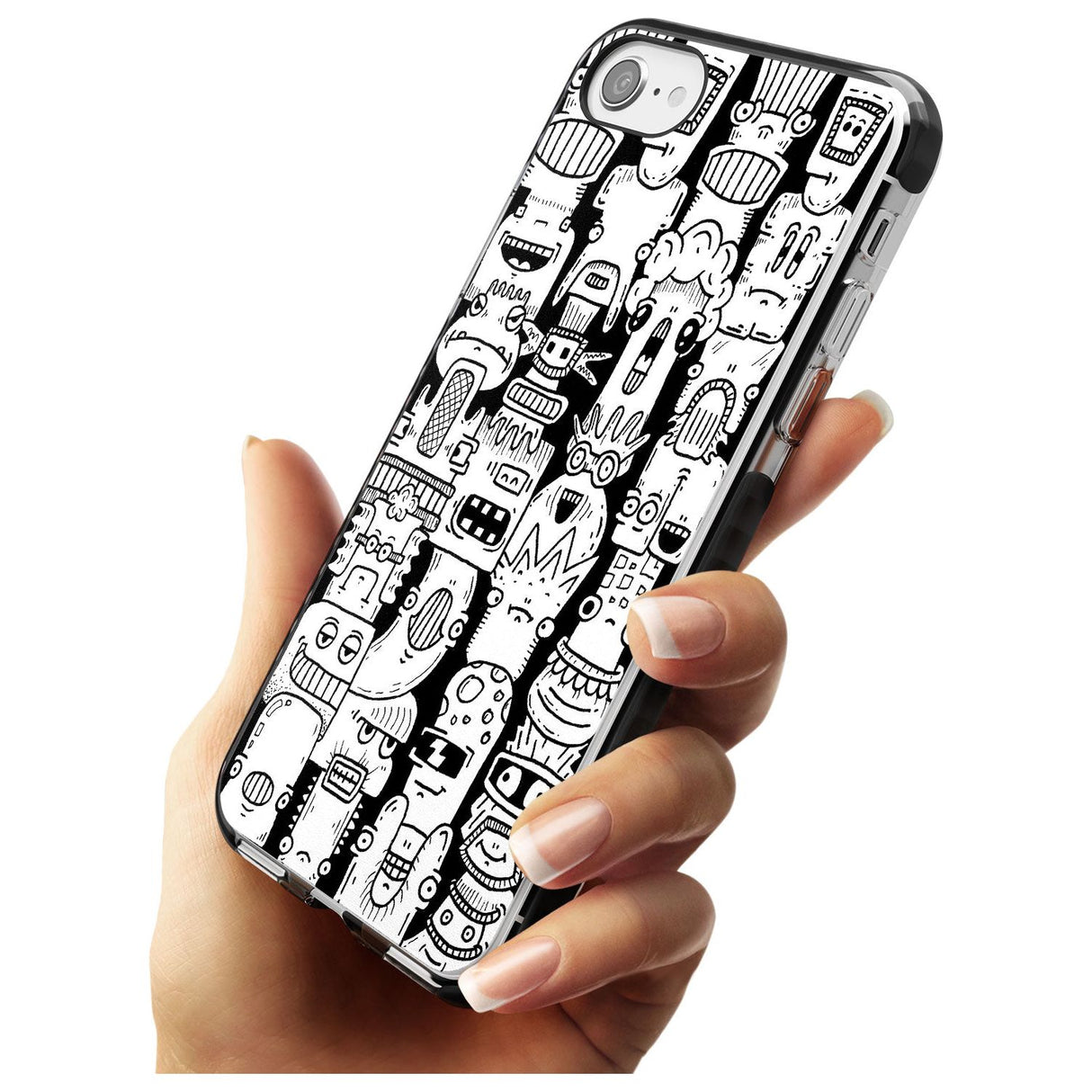Monochrome Heads Black Impact Phone Case for iPhone SE 8 7 Plus