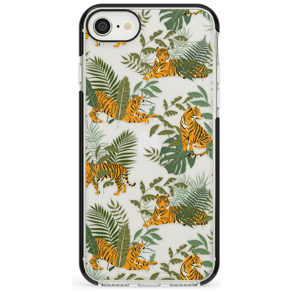 ClearTiger & Fern Jungle Cat Pattern Black Impact Phone Case for iPhone SE 8 7 Plus