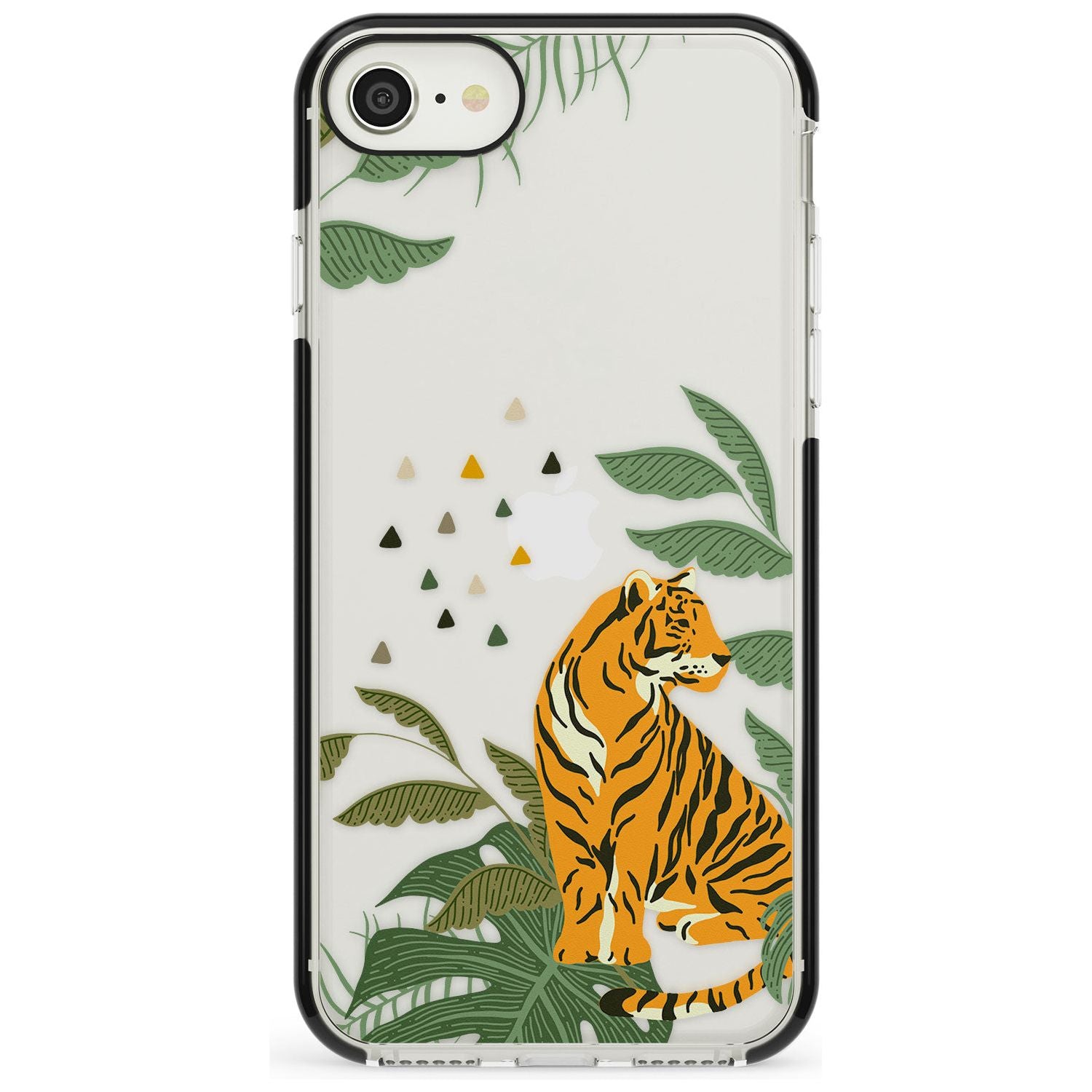 Large Tiger Clear Jungle Cat Pattern Black Impact Phone Case for iPhone SE 8 7 Plus