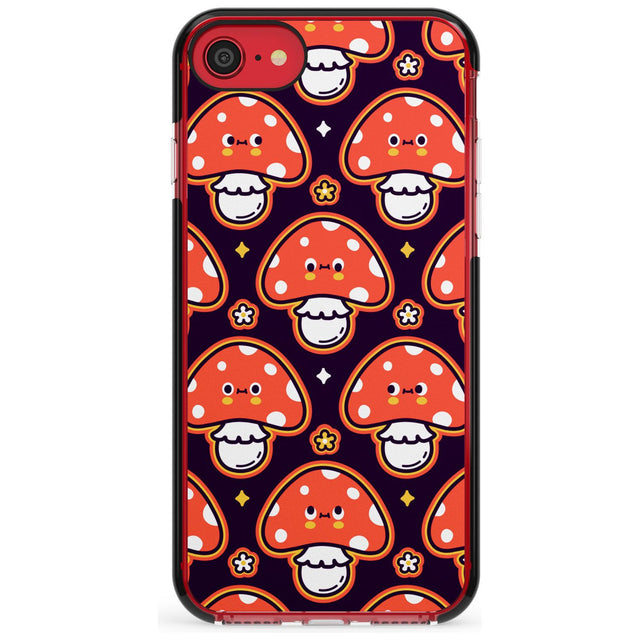 Mushroom Kawaii Pattern Black Impact Phone Case for iPhone SE 8 7 Plus