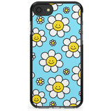 Daisy Faces Kawaii Pattern Black Impact Phone Case for iPhone SE 8 7 Plus