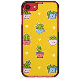 Plant Faces Kawaii Pattern Black Impact Phone Case for iPhone SE 8 7 Plus