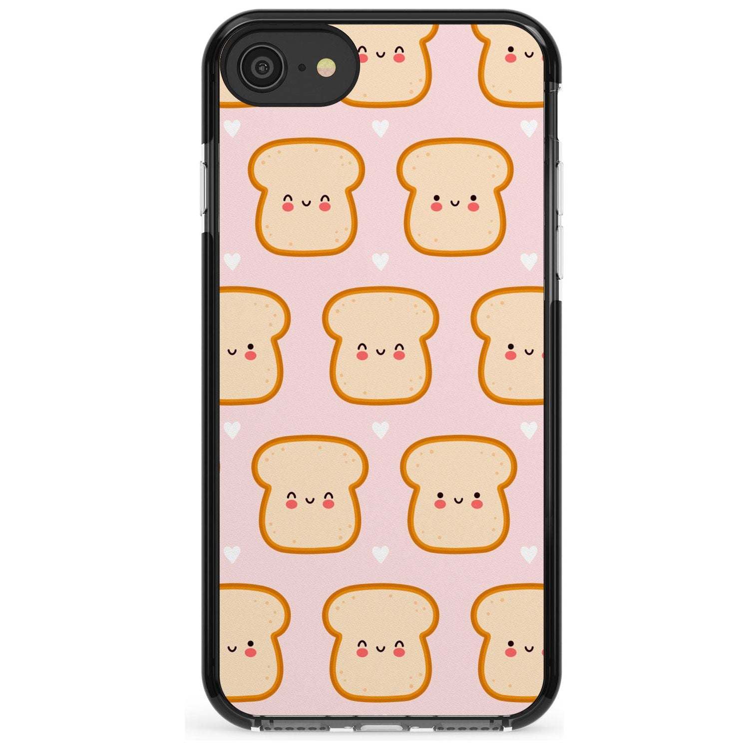 Bread Faces Kawaii Pattern Black Impact Phone Case for iPhone SE 8 7 Plus