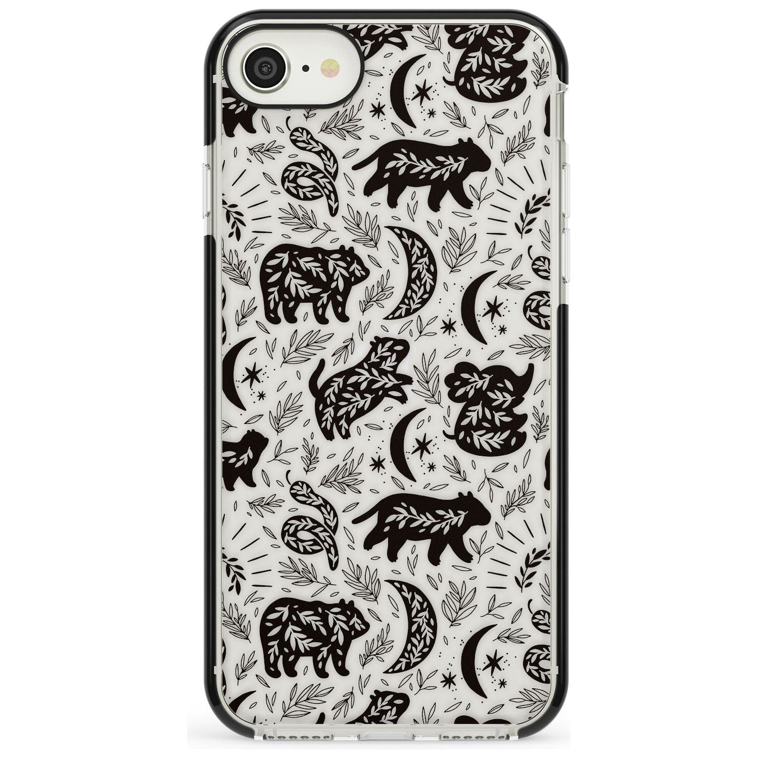 Leafy Bears Black Impact Phone Case for iPhone SE 8 7 Plus
