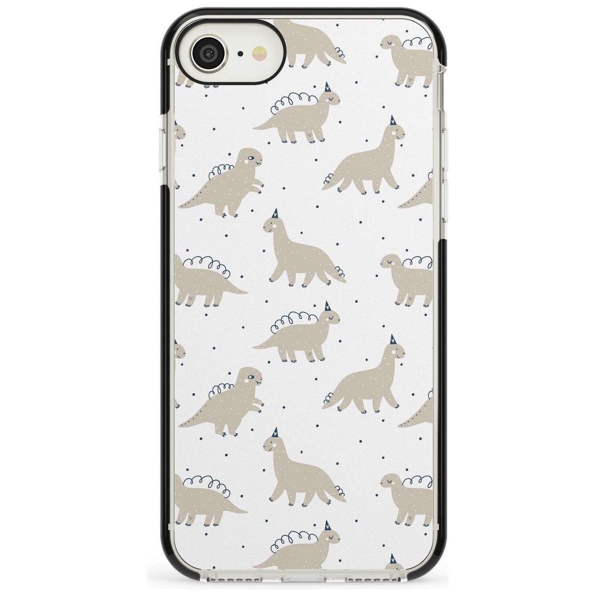 Adorable Dinosaurs Pattern Black Impact Phone Case for iPhone SE 8 7 Plus